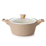 Healthy Ceramic Stockpot - SGS approved. Non-toxic, free of PTFE, PFAS, PFOA, PFOS, lead, cadmium and other toxic substances that can leach into food. Naturall Nonstick - Ceramic nonstick material is healthier than Teflon and scratch-resistant with e...