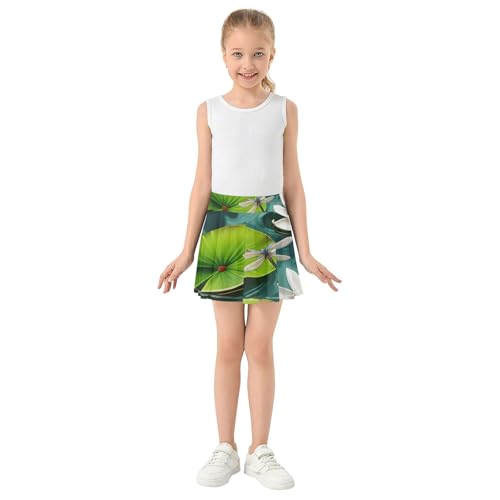 Joisal Athletic Shorts for Girls Skorts White Water Lilies Green Kids Tennis Skirts Children Girl Skort 3t3