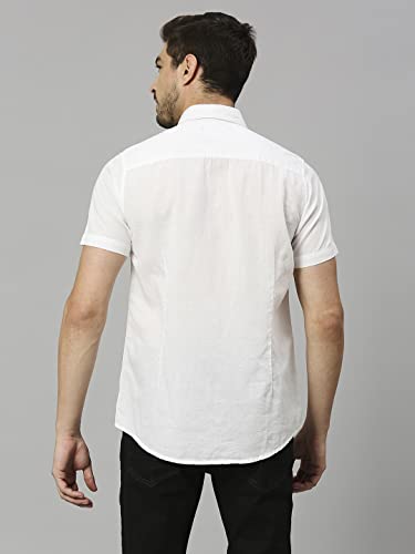 Image of Thomas Scott Men's | Solid | Half Sleeve | Slim Fit | Linen Blend | Spread Collar | Casual Shirt