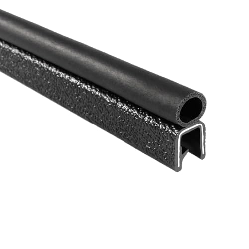 Image of TRIM-LOK Trim Seal, Edge Trim with Top Bulb, Fits 0.375-Inch Bulb, 1 /4-Inch Edge, 25-Foot Length, Black Pebble Finish, Flexible PVC Plastic Trim with EPDM Rubber Weather Stripping
