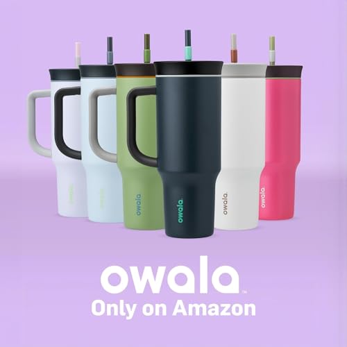 Image of Owala Stainless Steel Triple Layer Insulated Travel Tumbler with Spill Resistant Lid,Straw,and Carry Handle,BPA Free,40 oz,Dusty Pink (Yoga Rose),(Pack of 6)