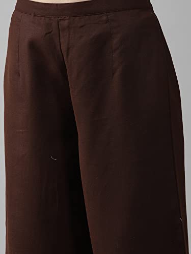 Image of INDO ERA Women's Cotton Blend Yoke Design Straight Kurta with Pant & Dupatta Set