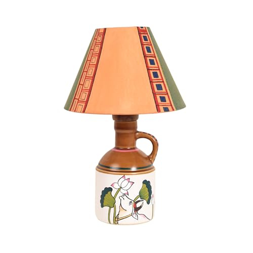 Image of Aakriti Art Creations Tribal Echo Handcrafted Pichhwai Lamp for Living Room Decoration | Lamp for Living Room Decoration | Aesthetic Home Decor | Indian Handicraft | Housewarming Gift Showpiece