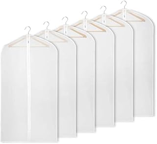 Hanging Garment Bag 43 inch Suit Bag for Storage(Set of 6) Washable Translucent Lightweight Garment Bags for Dress Suits, Jackets, T-Shirt, Sports Coats etc.co20466