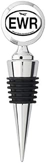 Oval EWR Newark Liberty Airport Code (jet fly air hub pilot nj) Metal Wine Bottle Stopper