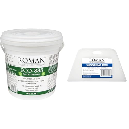 ROMAN's Wallpaper Bundle - ECO-888 Adhesive (1 Gallon) & Smoothing Tool for Home Improvement, 7.75