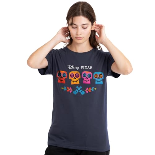La mejor selección de Calavera coco Top 5. 40 Disney Camiseta para Mujer con Logotipo de Calavera de Coco, Color Azul Marino, Azul Oscuro, CH