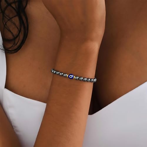 Image of Evil Eye Bracelets Hematite Protection Gifts for Women Men