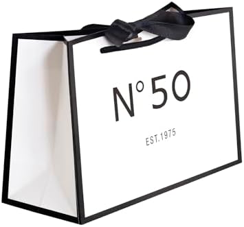 ANFENG 50th Birthday Keepsake Gift Vintage Bag Small 8in for Women 1975 Mom Anniversary Novelty 50 Year Old Party Paper Bags Shopping Idea Forty (Small Size)