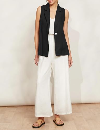 IDEALSANXUN Linen Vest Women Spring Summer Sleeveless Blazer Jackets Casual Lightweight Cardigan Vest Top Waistcoat4