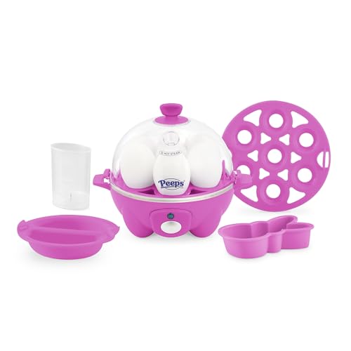 PEEPS & Dash Rapid Egg Cooker - Boiler, Poacher & Steamer - Includes Measuring & Recipe Guide - Dishwasher Safe - BPA Free - Holds 7 Eggs, Pink