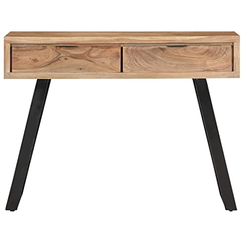 Table console 100 cm en acier et bois d'appoint pour salon