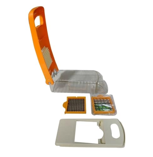 Image of Manual Hand Press Push Chopper for Effortless Chopping Vegetables & Fruits Slicing & Dicing for Onion, Potato & Tomato | Chopping Cutting Set for Daily Use (Orange)