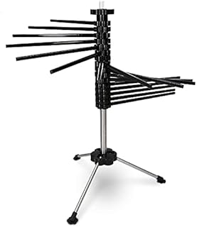 Navaris Collapsible Pasta Drying Rack - Tall Spaghetti Noodle Dryer Stand for up to 2 kgs of Homemade Noodles - Black