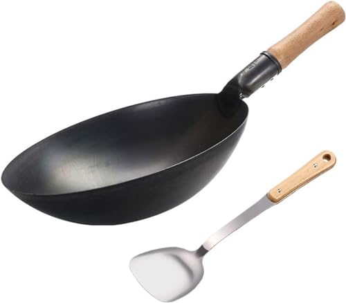 Wok de hierro fundido con pala de hierro 38 cm