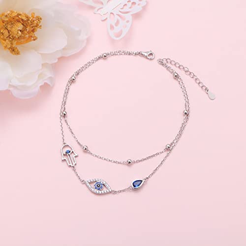 Image of Yearace Anklet for Women S925 Sterling Silver Adjustable Foot Beaded Chain Lotus Flower Claddagh Dragonfly Witches Knot Ankle Bracelet Summer Beach Anklets Jewelry Gift