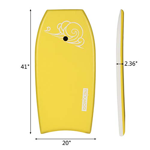 image for PEXMOR 41in Body Board, Lightweight Bodyboard with Premium Leash, EPS 