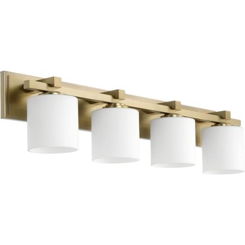 Quorum 5369-4-80 Contemporary Modern Four Light Vanity in Brass - Antique Finish,