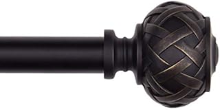 SZXIMU Curtain Pole for Windows 36 to 72 Inches,Drapery Rod with Netted Texture Finials,Black