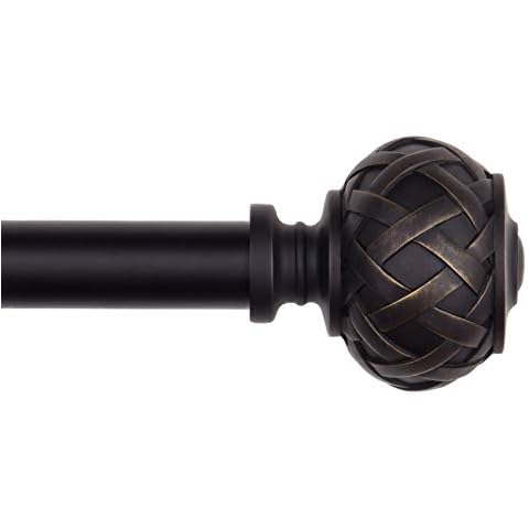 SZXIMU Curtain Pole for Windows 72 to 144 Inches,Drapery Rod with Netted Texture Finials,Black Cover
