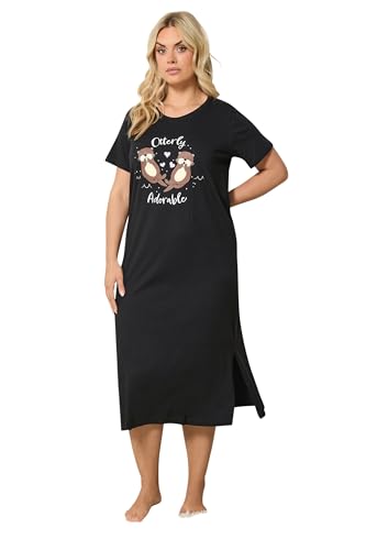 Image of Yours Curve Black 'Otterly Adorable' Midaxi Nightdress - Women's - Plus Size Curve