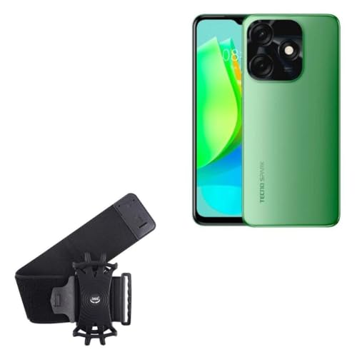 BoxWave Holster Compatible with Tecno Spark 10 - ActiveStretch Sport Armband, Adjustable Armband for Workout and Running - Jet Black