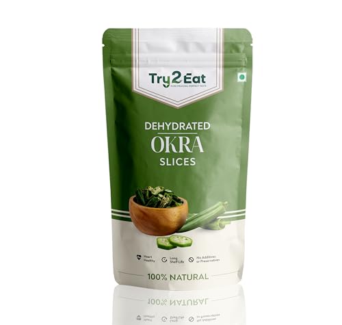 TRY2EAT Okra Slice POUCH 50g Healthy Dehydrated Snack, Naturally Crispy & Nutritious, Rich in Fiber & Vitamins, Gluten-Free, Vegan-Friendly, Low-Calorie, Kids, Adults, Travel, Office, School