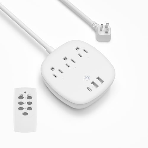 BN-LINK Remote Control Surge Protected Power Strip with 3 Individually Controlled Outlets, PD 20W Fast Charging USB-C, 3.9 FT Plug Extension Cord, 3 always-on USB Ports, Desk USB Charging Station, ETL