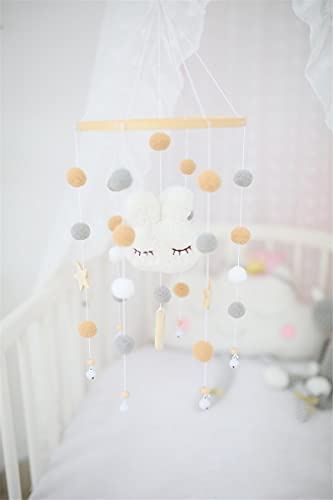 SWECOMZE Mobiele baby, babybed, mobiel windspel, hangende bedbel met vilten ballen en haas, cadeau voor baby's, meisjes… - Image 3