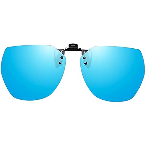 OopsMi Polarized Clip On Sunglasses for Women Over Prescription Glasses Oversized (Blue Lens) Cover