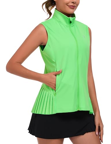Little Donkey Andy Women's Golf Vest Outerwear with Pleated Hem Sleeveless Athletic Jacket for Running Yoga Tennis