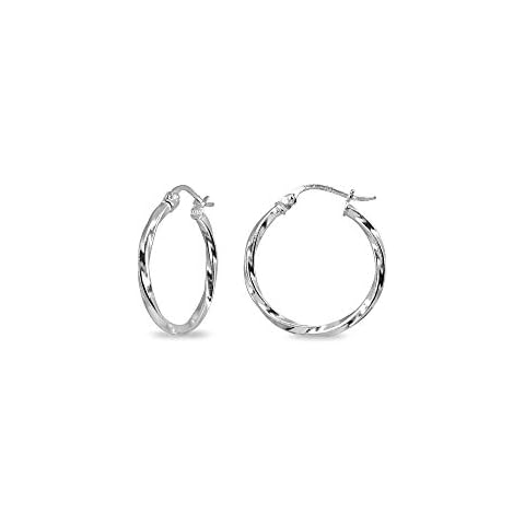 Sterling Silver 1.8x20mm Polished Twist Round Click-Top Hoop Earrings, 3/4 Inch Cover