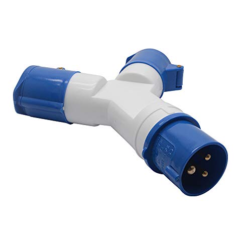 2-Way Splitter 16A 220v IP44 2 Way 3 pin Industrial Site Plug...
