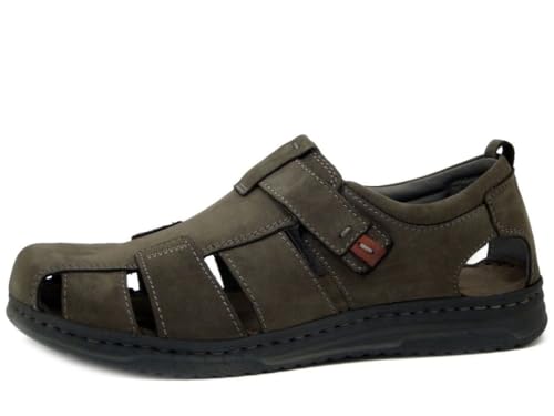 Sandales homme en cuir nubuck gris nu-pieds légers d'été