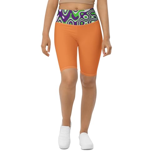 Short cycliste orange K-Live extensible à motif géométrique pour le fitness