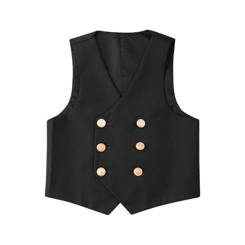 ACSUSS Boy's Slim Fit Formal Suit Vests with Double-Breasted Gentlemen Classic Dress Waistcoat Blazer Vest Jacket