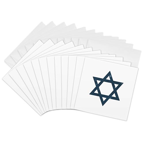 Cartes de vœux Étoile de David bleu marine format 15x15 pour Hanoucca et Bar Mitzvah