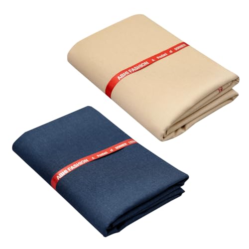 Image of Abhi Fashion Men's Cotton Feel Blend Formal Unstitched Combo Trouser Fabric For Men (Pack Of 2)