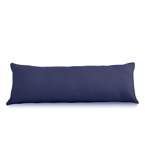 Image of Cotton Luxurious Striped 2 Piece Sateen Pillow Cover Set- Full Body Pillow Cover -21 Inch X 55 Inch-Dark Blue
