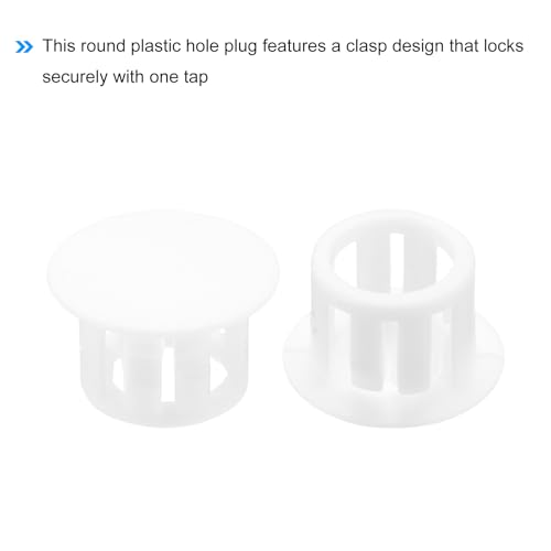 Image of MECCANIXITY 64PCS 12mm(1 /2 inch) White Plastic Hole Plugs, Flush Type Panel Hole Plugs Insert End Caps for Locking Hole Tubes Furniture Cabinet