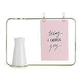SS&Y Prisma 5x7 Picture Frame - Geometric Wire Photo Frame for Desktop Matte Brass - Photo Frame with a Beautiful Flower vase.