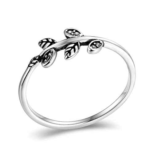 Anneau feuilles noires femmes en argent 925 bague mariage et pierre zircon