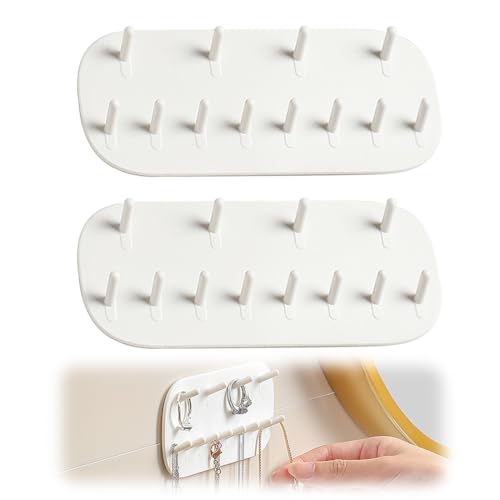 KEWUF Colgador Collares, Organizador de Joyas para Colgar, Soporte Collares Colgador Pared Organizador, Expositor Collares, Apto para Pendientes, Anillos, Collar, Pulseras(2 Piezas, Blanco)