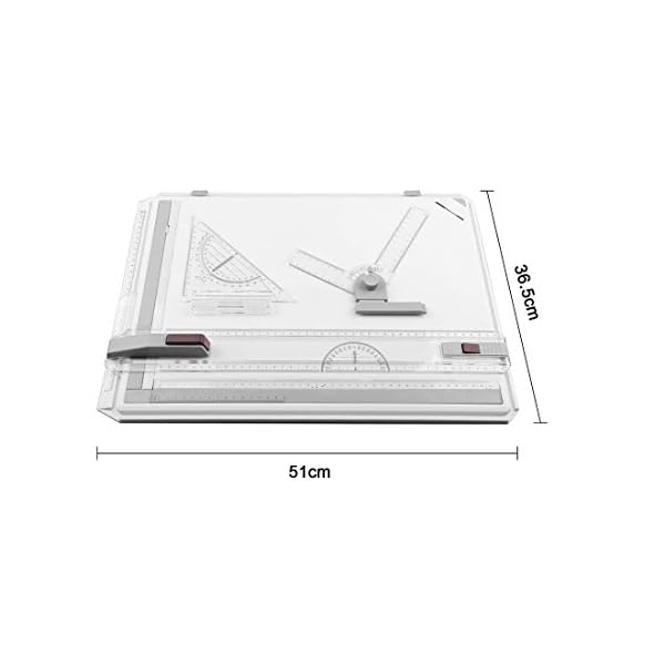 Queiting Multi-Function A3 Drawing Board Set Metric Multifunctional Square Drafting Table with Parallel Motion and Adjustable Angle 20" * 14.4" - Image 4