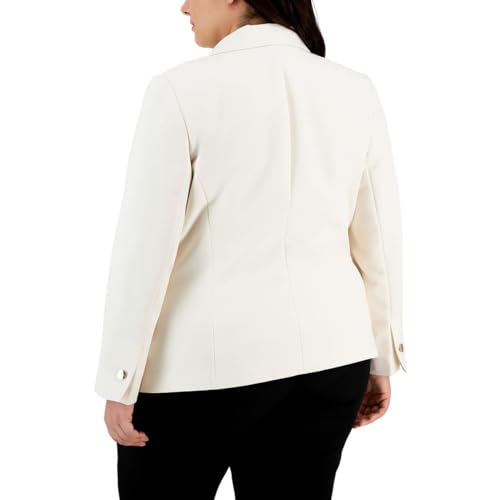 Anne Klein Womens Plus Crepe Stretch One-Button Blazer White 24W2