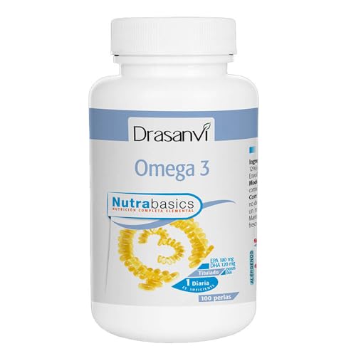 DRASANVI NUTRABASICS OMEGA 3 - Vitamina E - Contribuyen al buen funcionamiento del CORAZÓN - SIN GLUTEN - 100 perlas