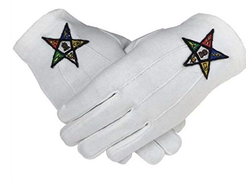 Guantes de la Estrella del Este en 100% algodón puro y talla XL para ceremonias OES