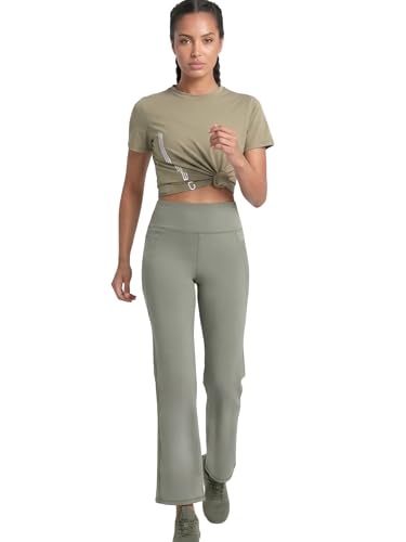 Image of Enamor High Rise Full Length Pull on Boot Cut Active Pant for Women - Relaxed Fit, Quick Dry, Antimicrobial - A402