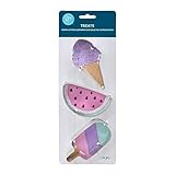 R&M Summer Treats 3 Piece Cookie Cutter Set. Includes Ice Cream Cone, Watermelon and Popsicle Cookie Cutter.