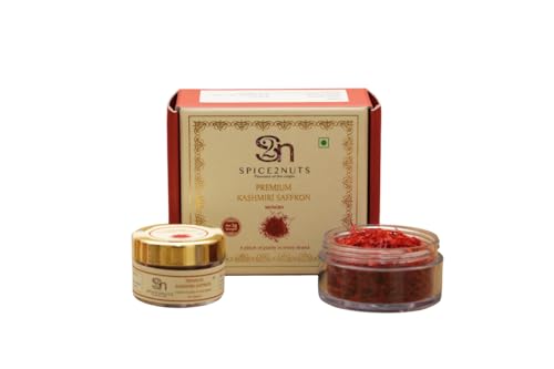 Image of SPICE2NUTS Premium Kashmiri Saffron, Pure Grade A, Glass Jar (1 Gram)